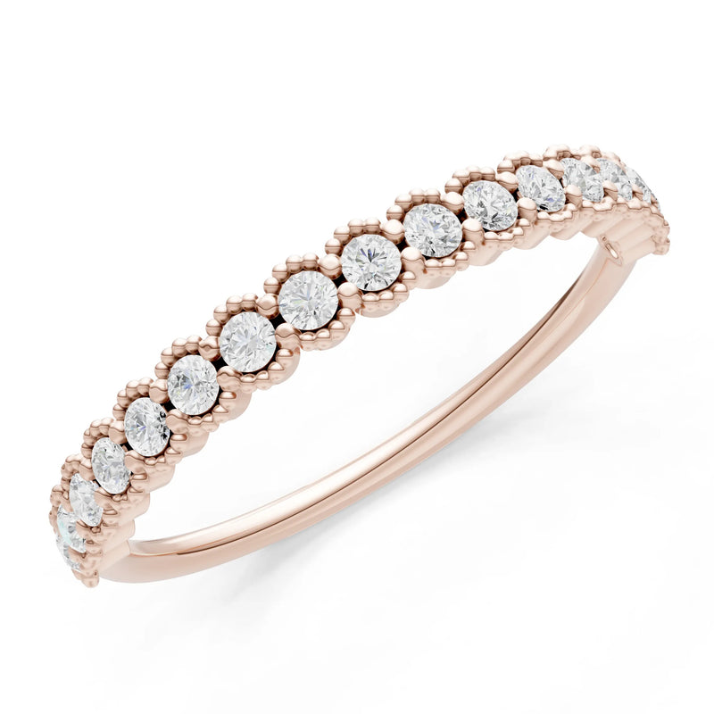 Diamond Dainty Round Cut U-Scallop Eternity Ring
