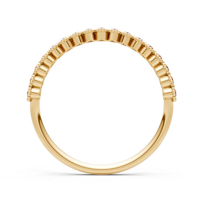 Garnet Dainty Round Cut U-Scallop Eternity Ring