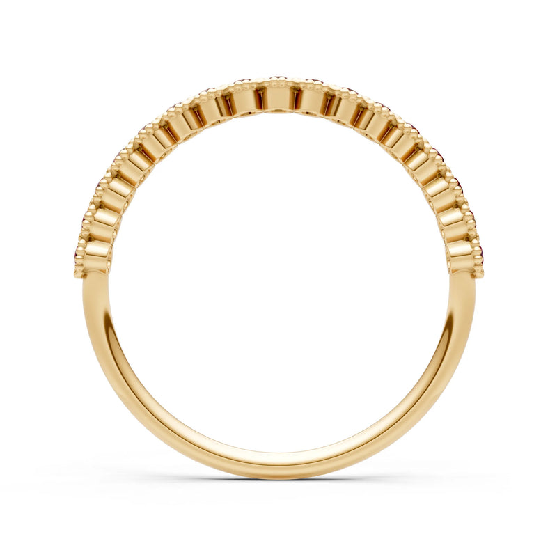 Garnet Dainty Round Cut U-Scallop Eternity Ring