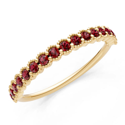Garnet Dainty Round Cut U-Scallop Eternity Ring