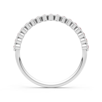 Garnet Dainty Round Cut U-Scallop Eternity Ring