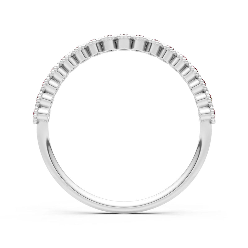 Garnet Dainty Round Cut U-Scallop Eternity Ring