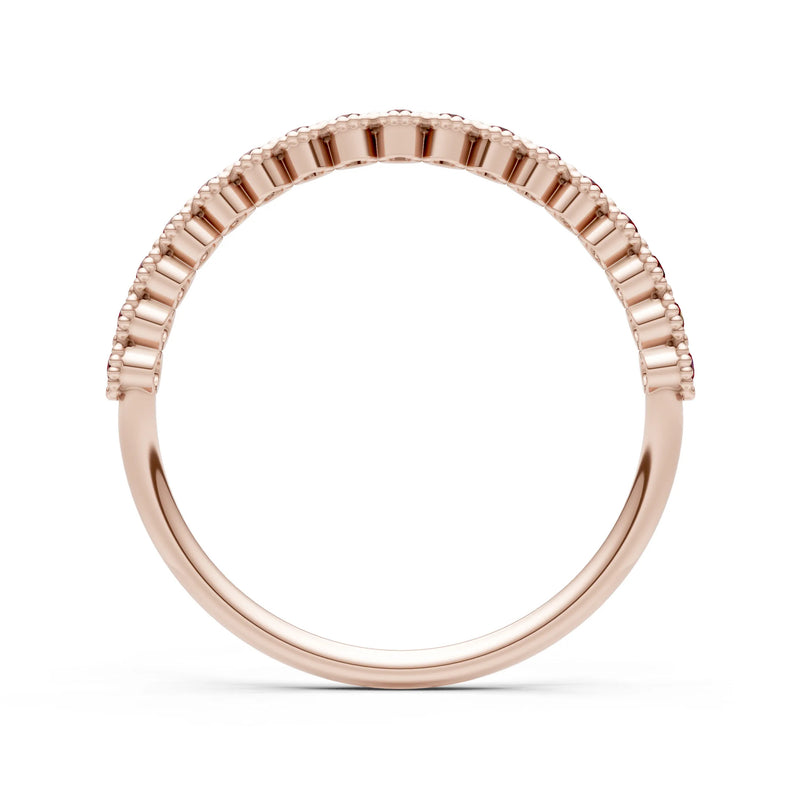 Garnet Dainty Round Cut U-Scallop Eternity Ring