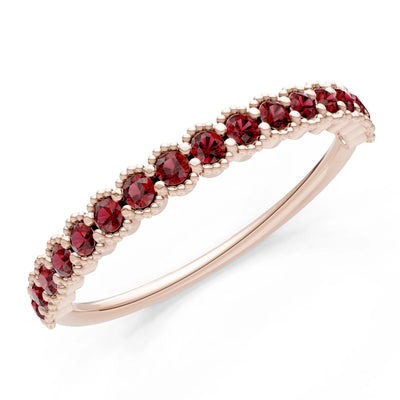 Garnet Dainty Round Cut U-Scallop Eternity Ring