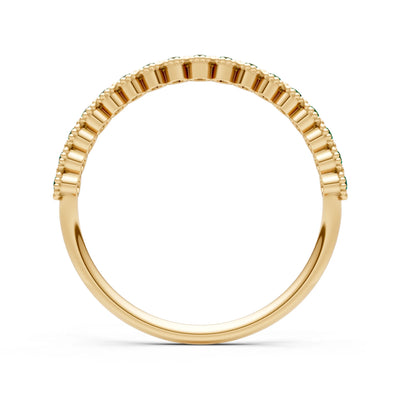 Emerald Dainty Round Cut U-Scallop Eternity Ring
