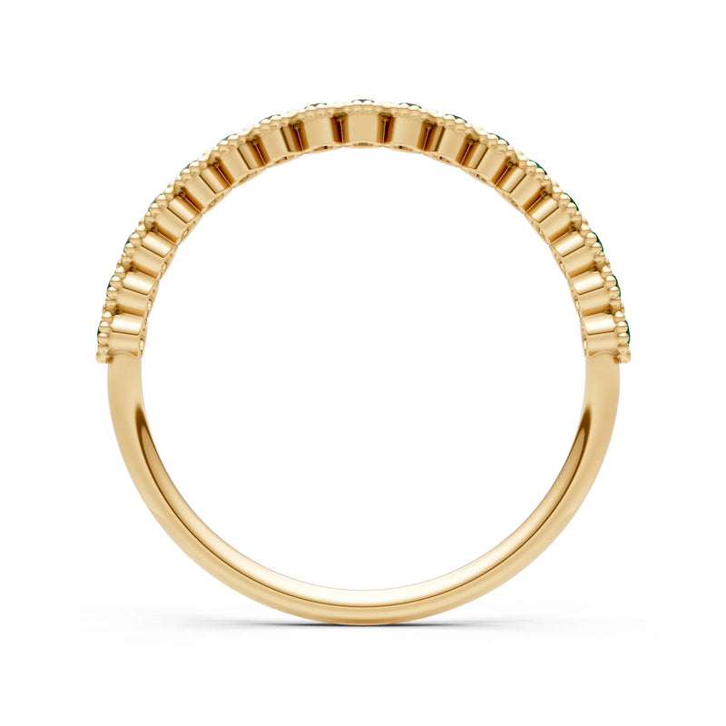 Emerald Dainty Round Cut U-Scallop Eternity Ring