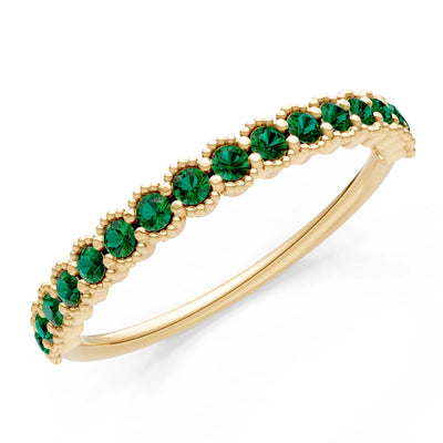 Emerald Dainty Round Cut U-Scallop Eternity Ring
