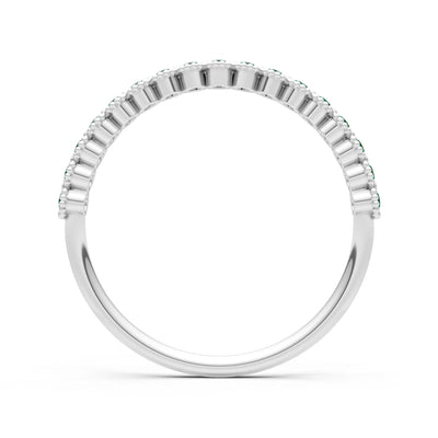 Emerald Dainty Round Cut U-Scallop Eternity Ring