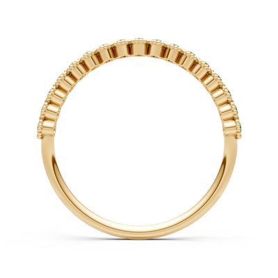 Peridot Dainty Round Cut U-Scallop Eternity Ring
