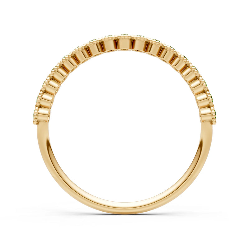 Peridot Dainty Round Cut U-Scallop Eternity Ring