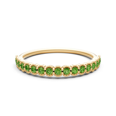 Peridot Dainty Round Cut U-Scallop Eternity Ring