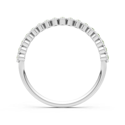 Peridot Dainty Round Cut U-Scallop Eternity Ring