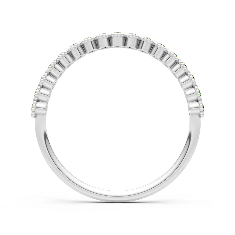 Peridot Dainty Round Cut U-Scallop Eternity Ring