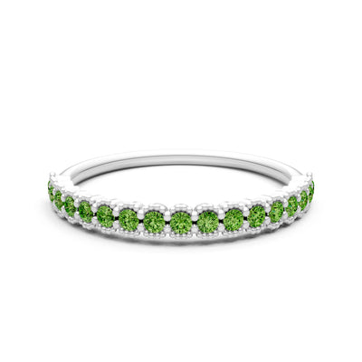 Peridot Dainty Round Cut U-Scallop Eternity Ring