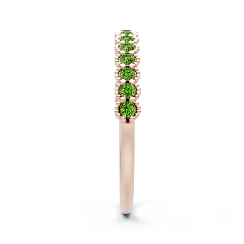 Peridot Dainty Round Cut U-Scallop Eternity Ring