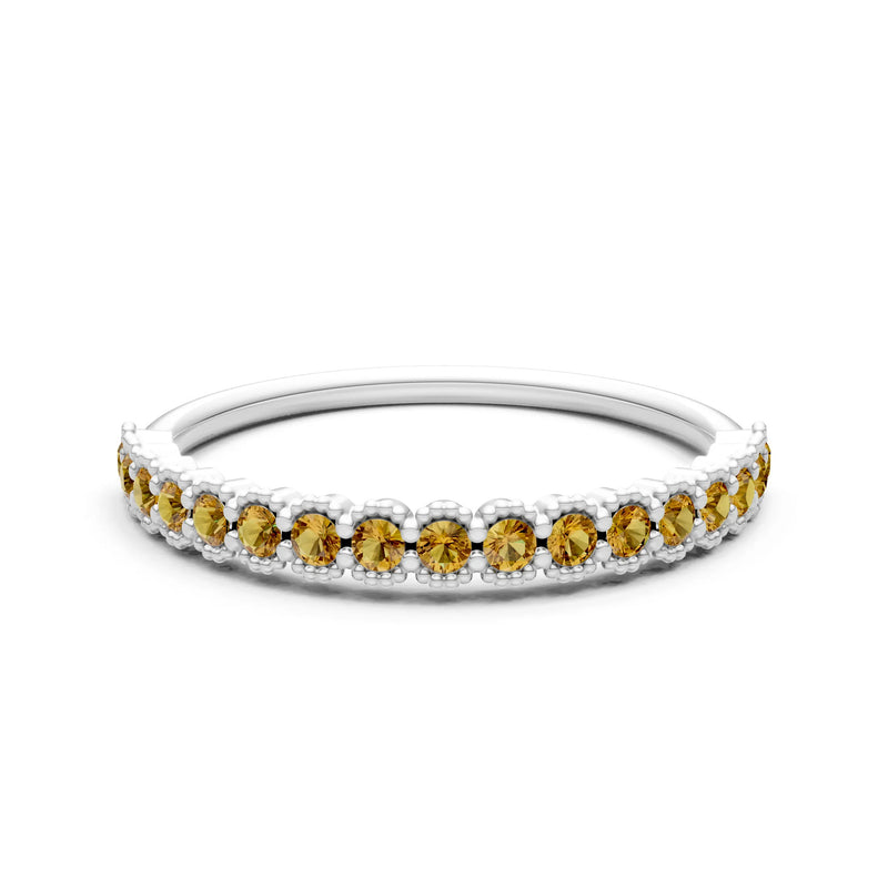 Dainty Round Cut U-Scallop Eternity Ring