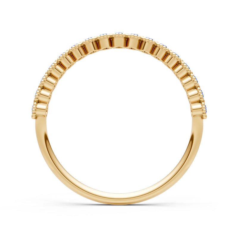 Dainty Round Cut U-Scallop Eternity Ring