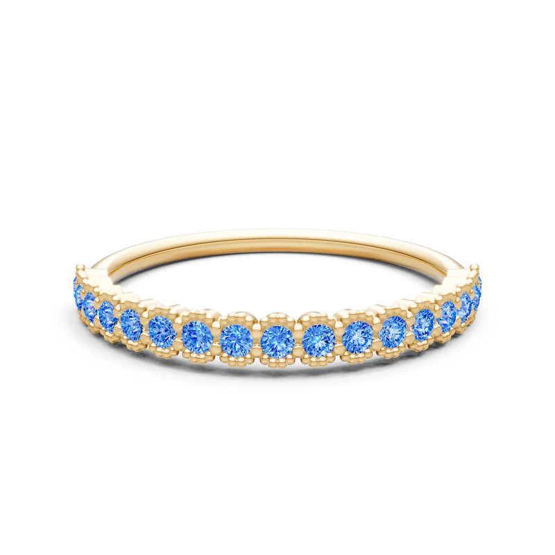 Dainty Round Cut U-Scallop Eternity Ring