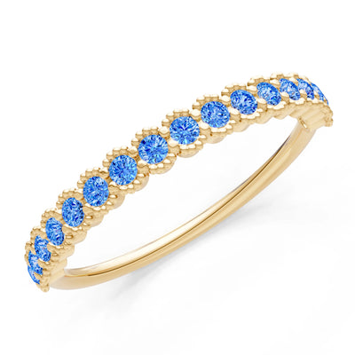 Dainty Round Cut U-Scallop Eternity Ring