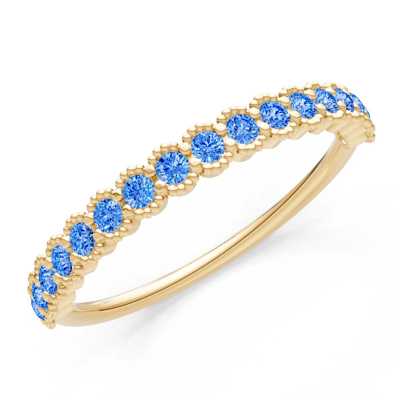 Dainty Round Cut U-Scallop Eternity Ring