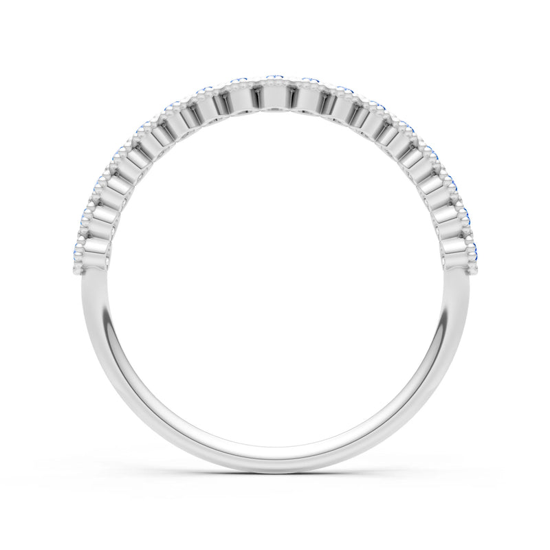 Dainty Round Cut U-Scallop Eternity Ring