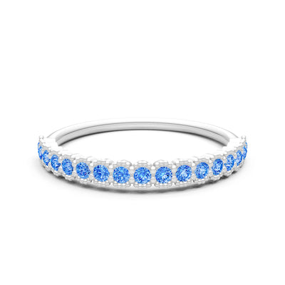 Dainty Round Cut U-Scallop Eternity Ring