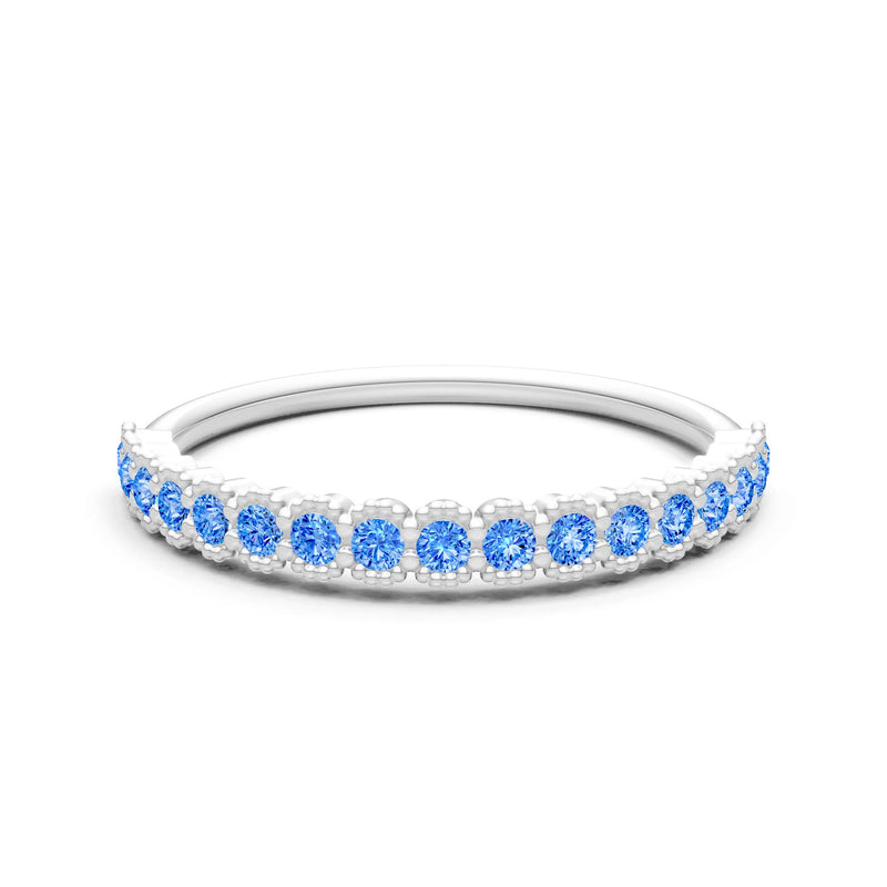 Dainty Round Cut U-Scallop Eternity Ring