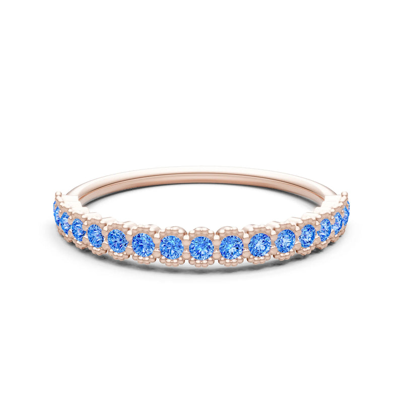 Dainty Round Cut U-Scallop Eternity Ring