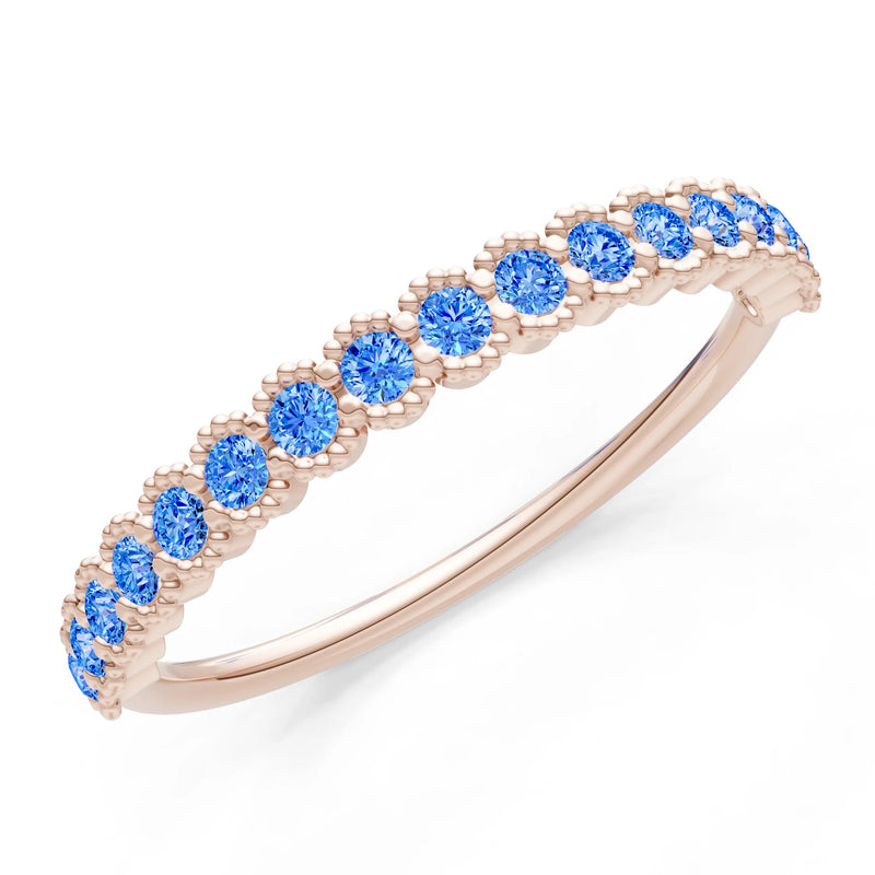 Dainty Round Cut U-Scallop Eternity Ring