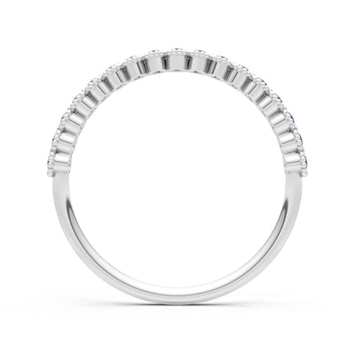 London Blue Topaz Dainty Round Cut U-Scallop Eternity Ring
