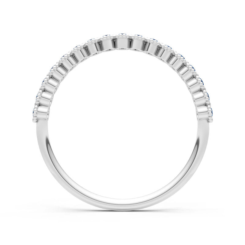 London Blue Topaz Dainty Round Cut U-Scallop Eternity Ring