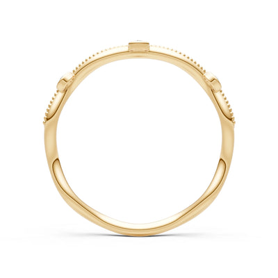 Round Gemstone Dainty Wave Bezel Station Band