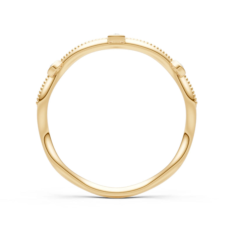Round Gemstone Dainty Wave Bezel Station Band