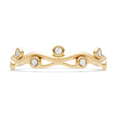 Round Gemstone Dainty Wave Bezel Station Band