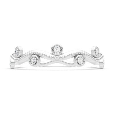 Round Gemstone Dainty Wave Bezel Station Band