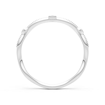 Diamond Dainty Round Cut Wave Bezel Station Band