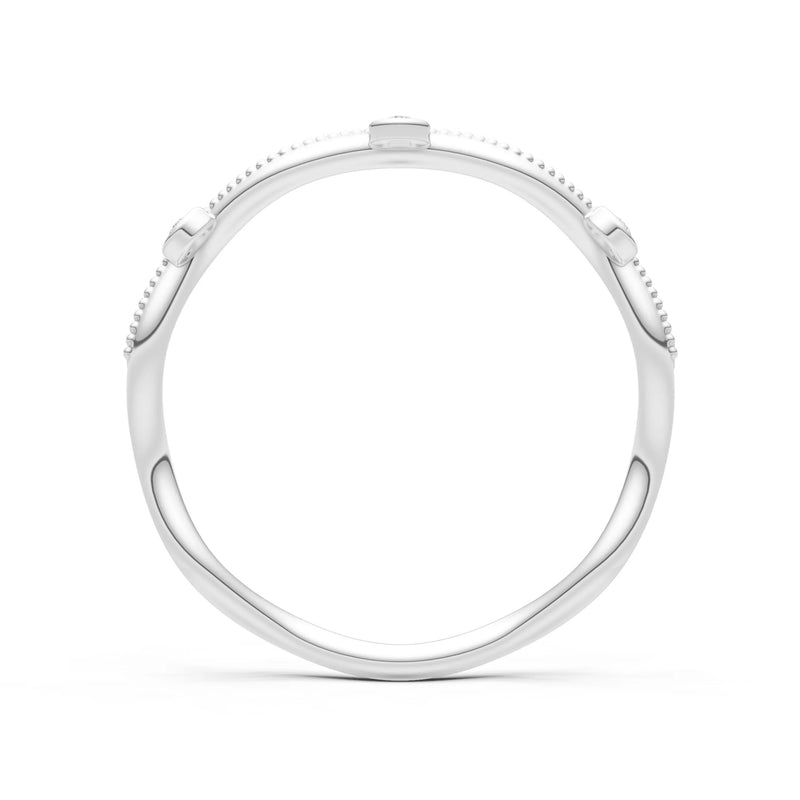 Diamond Dainty Round Cut Wave Bezel Station Band