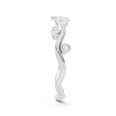 Diamond Dainty Round Cut Wave Bezel Station Band