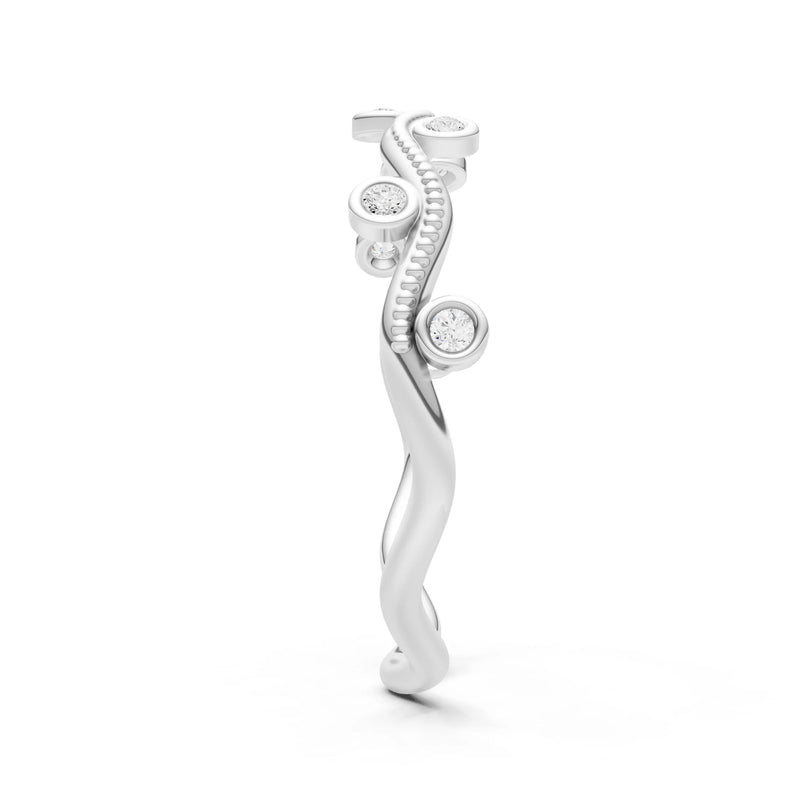 Diamond Dainty Round Cut Wave Bezel Station Band