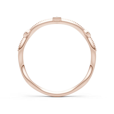 Round Gemstone Dainty Wave Bezel Station Band