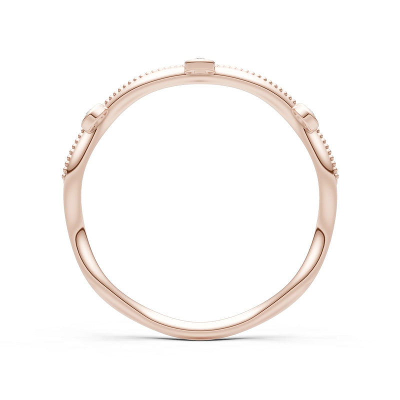 Round Gemstone Dainty Wave Bezel Station Band