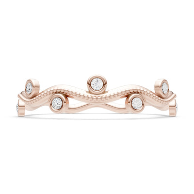 Round Gemstone Dainty Wave Bezel Station Band
