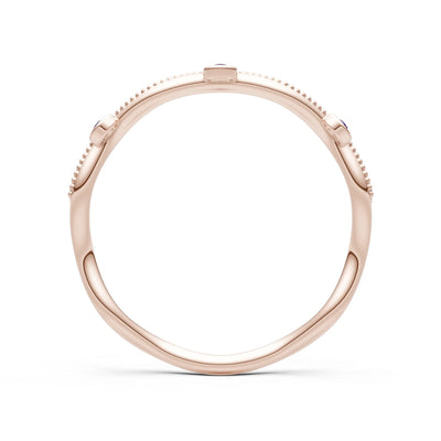Round Gemstone Dainty Wave Bezel Station Band