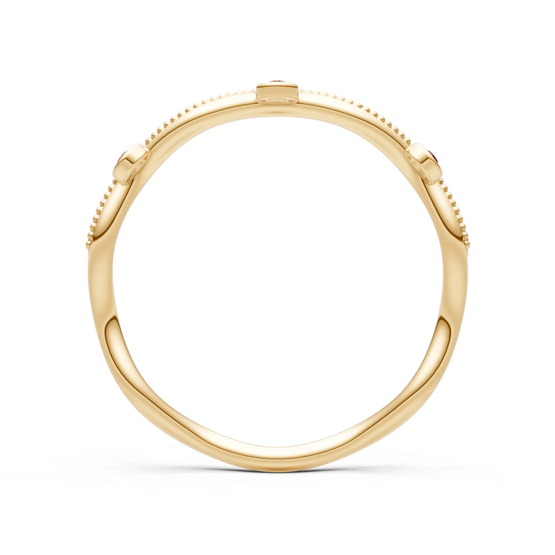 Round Gemstone Dainty Wave Bezel Station Band