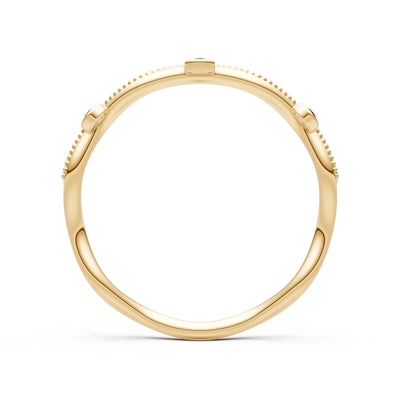 Garnet Dainty Round Cut Wave Bezel Station Band