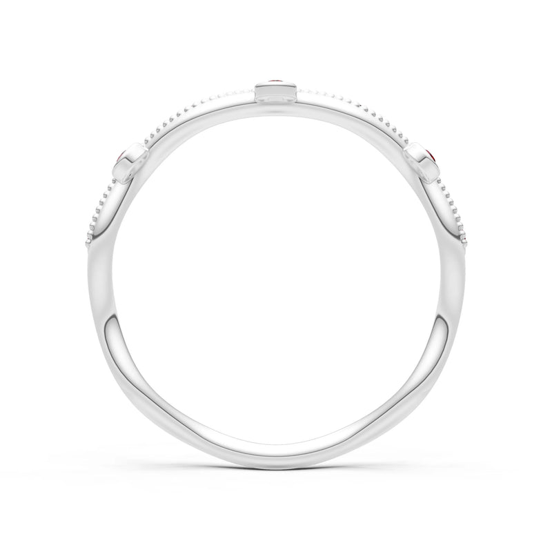 Round Gemstone Dainty Wave Bezel Station Band