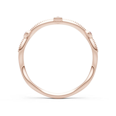 Garnet Dainty Round Cut Wave Bezel Station Band