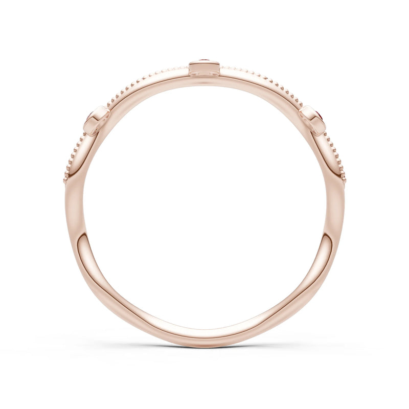 Round Gemstone Dainty Wave Bezel Station Band