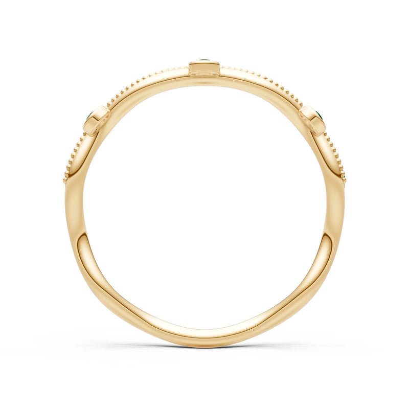 Round Gemstone Dainty Wave Bezel Station Band