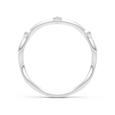 Round Gemstone Dainty Wave Bezel Station Band